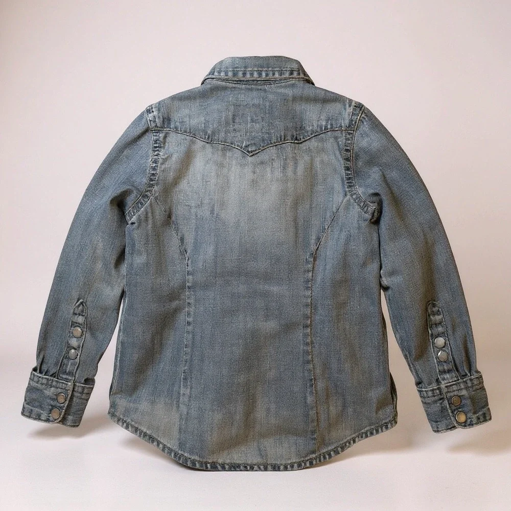 Polo Ralph Lauren‎ Kids Denim Western Shirt Size 5 Light Wash Casual